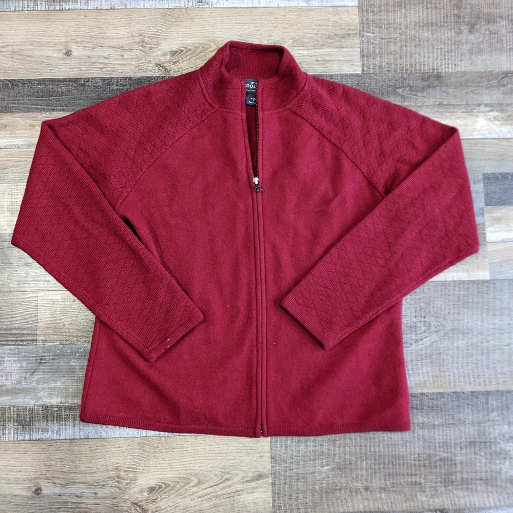 Woolrich red zip up sweater, women's large